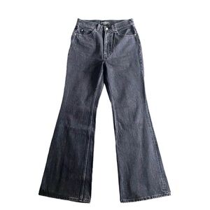 Denim Forum Black Flared Wide-Leg Jeans